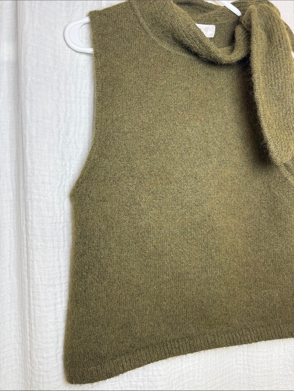NWT Caroline Constas Olive Scarf-Collar Knit Top - Picture 3 of 6